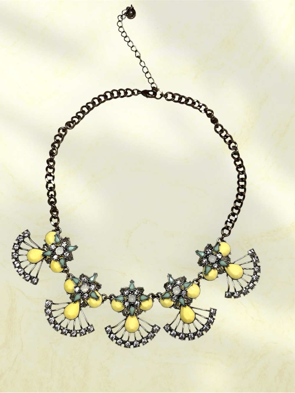 Vintage Yellow Floral Statement Necklace
